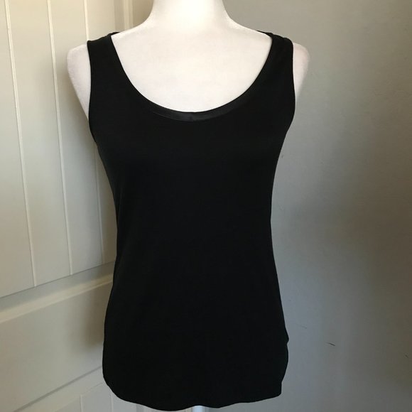 TWO Banana Republic "Luxe Touch" Satin Lined Scoop Neck Tank Gray XS and Black S - Picture 2 of 13